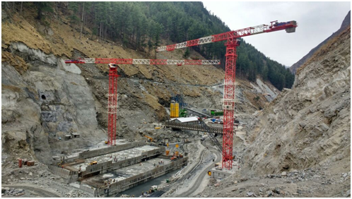 Just Like Giants beside the Himalayas, the Largest Topless Tower Cranes Exported by Zoomlion Help Build Hydropower Project in India